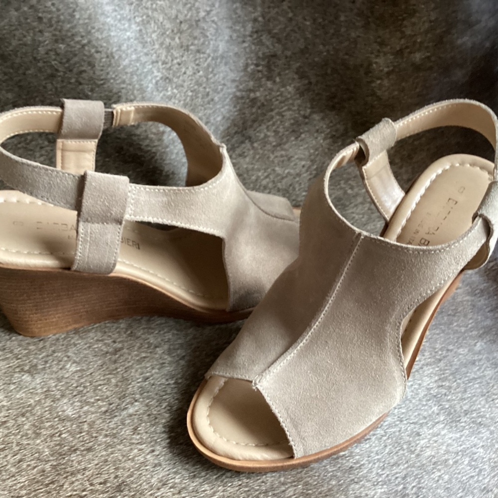 Barbara Barbieri Suede Leather Sling Back Wedges - Picture 7 of 10